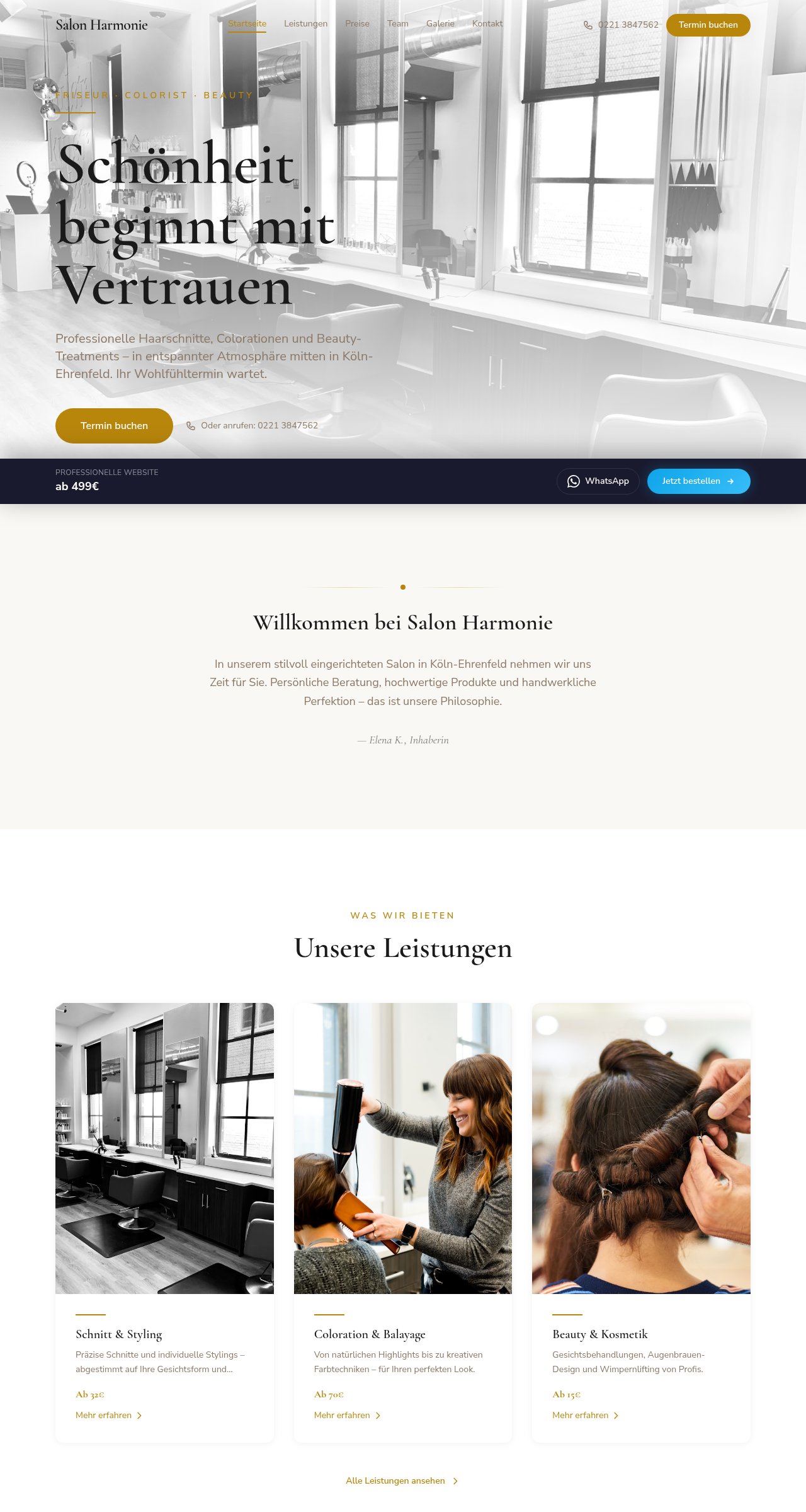 Salon Harmonie – Website-Vorschau