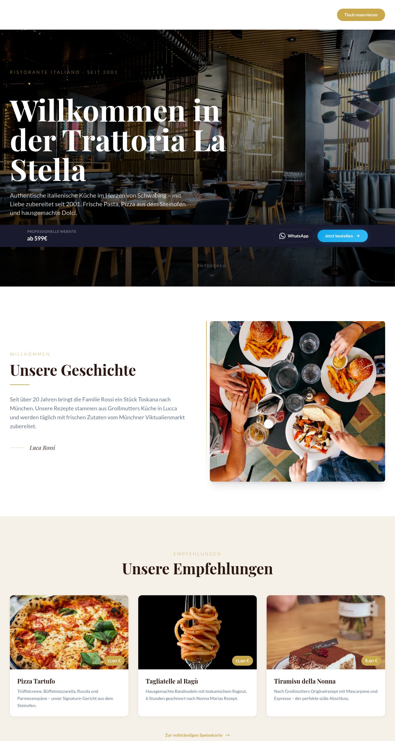 Trattoria La Stella – Website-Vorschau